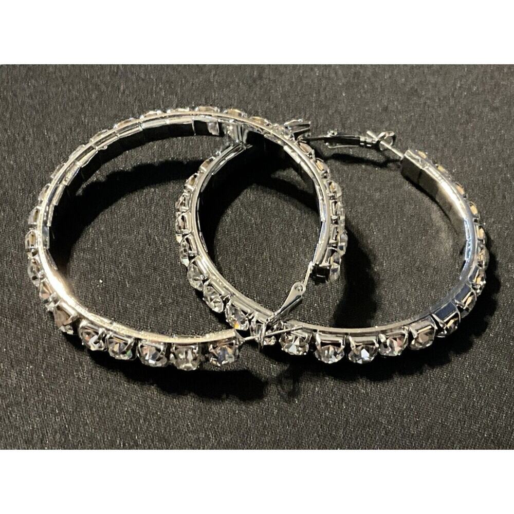 Large Pierced Hoop Glass Bead 2x2 Earrings